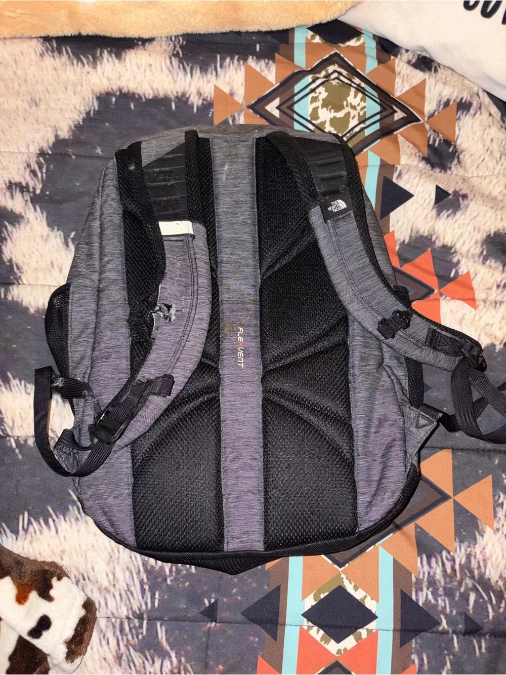 The North Face Gray and Black Men's Backpack with Front Bungee